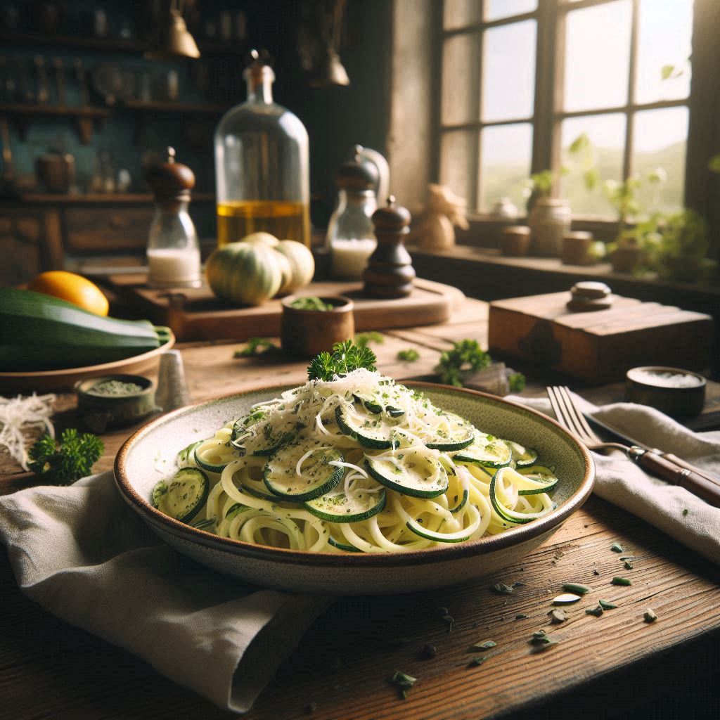 Low-Carb Zucchini Nudeln mit Hüttenkäse-Sauce - Keytoshape