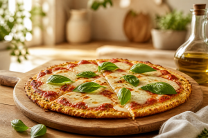 Low-Carb Pizza mit Blumenkohlboden knusprig & nur 250 kcal 1 Low Carb Pizza mit Blumenkohlboden