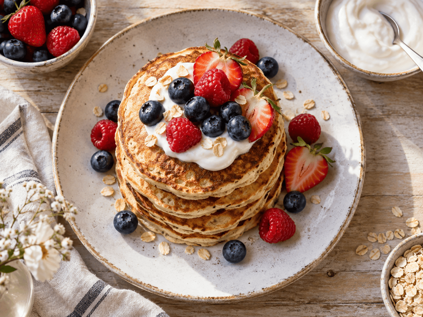 Protein Pancakes ohne Proteinpulver fluffig in der Pfanne gebacken