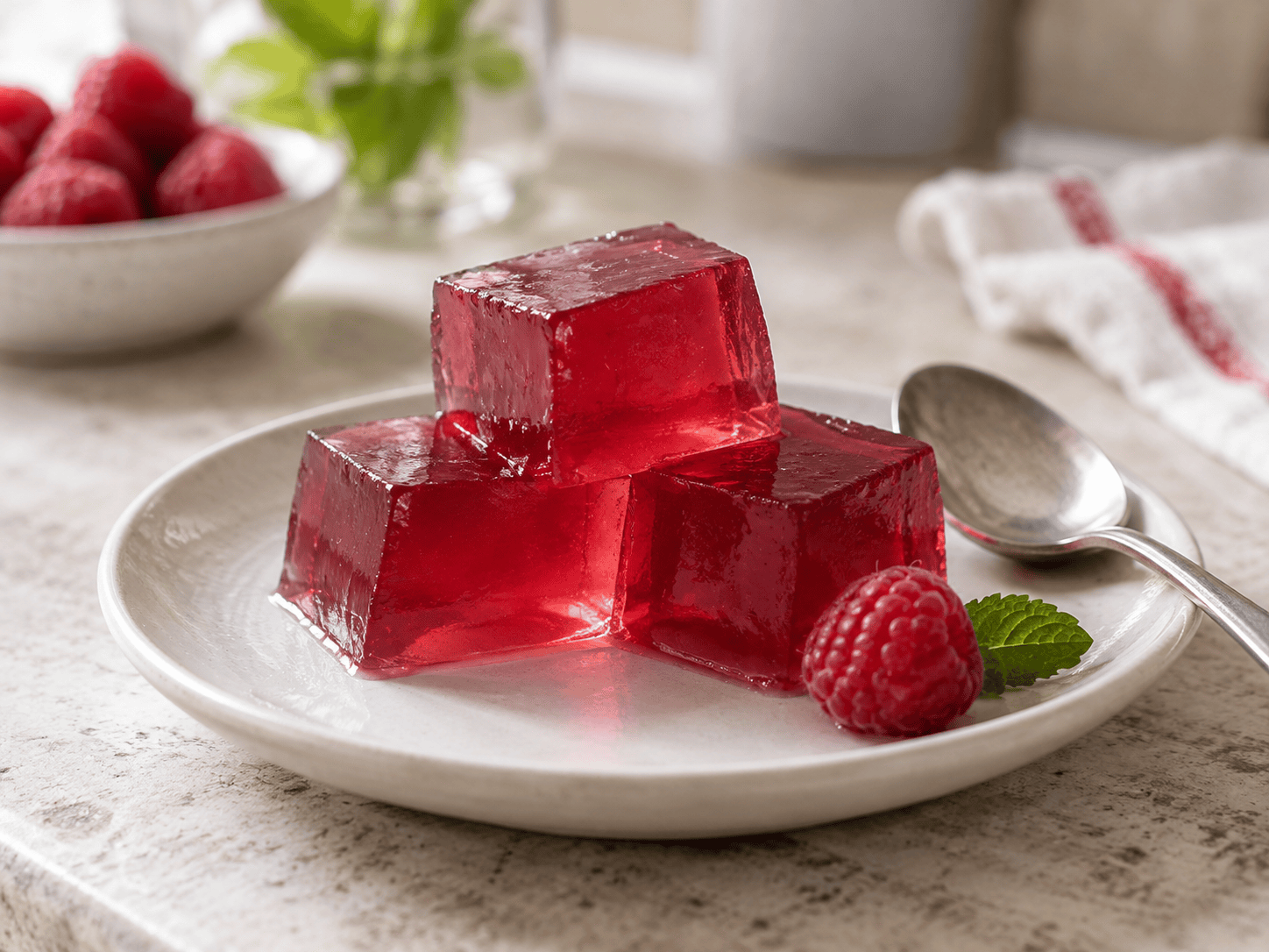 Selbst gemachte Zitronen Gelatinewürfel als kalorienarmer Snack in einer Dose