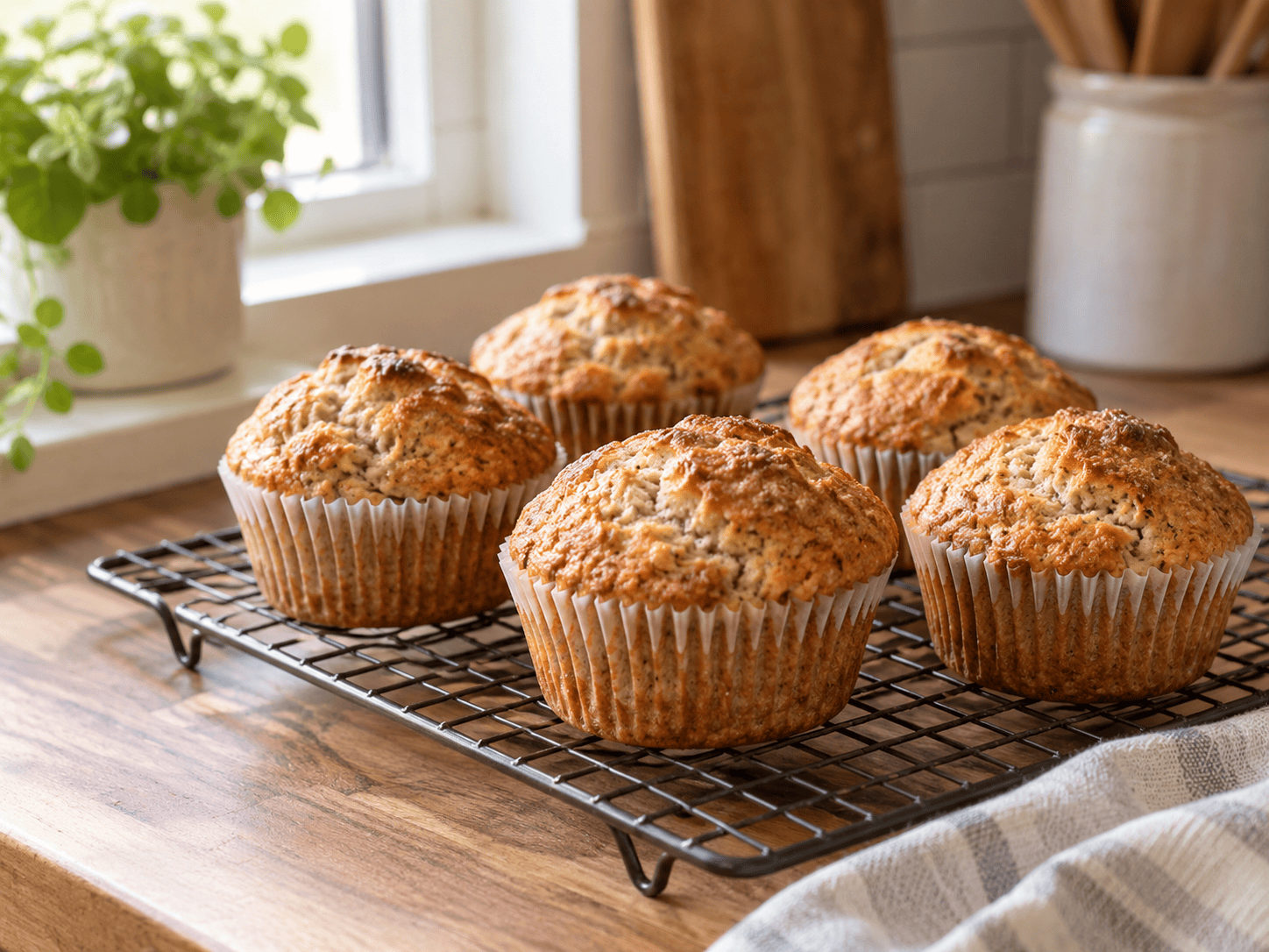Sechs High Protein Airfryer Muffins mit Beeren in Silikonförmchen