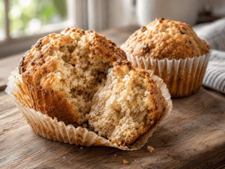 Sechs High Protein Airfryer Muffins mit Beeren in Silikonförmchen
