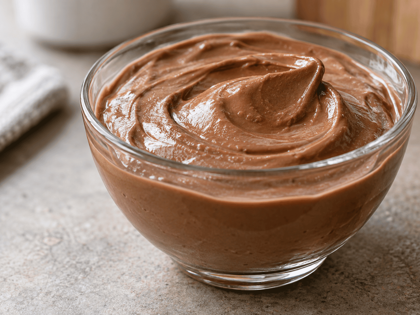 Cremiger High Protein Pudding mit Skyr, Kakao und Schokoladen-Topping im Glas