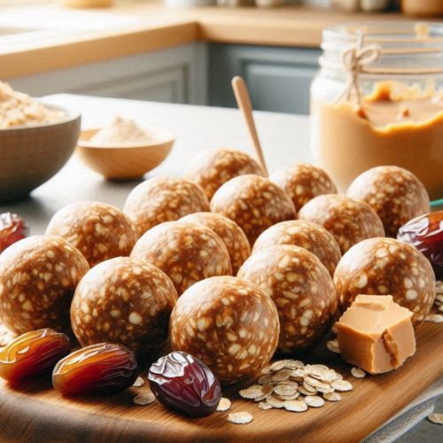 Selbstgemachte Energy Balls aus Datteln, Mandeln und Proteinpulver