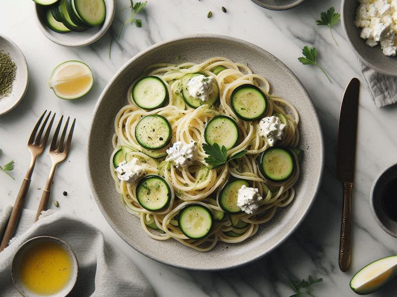 Zoodles mit Hüttenkäse-Sauce, Zucchini-Nudeln als leichtes Thermomix-Gericht